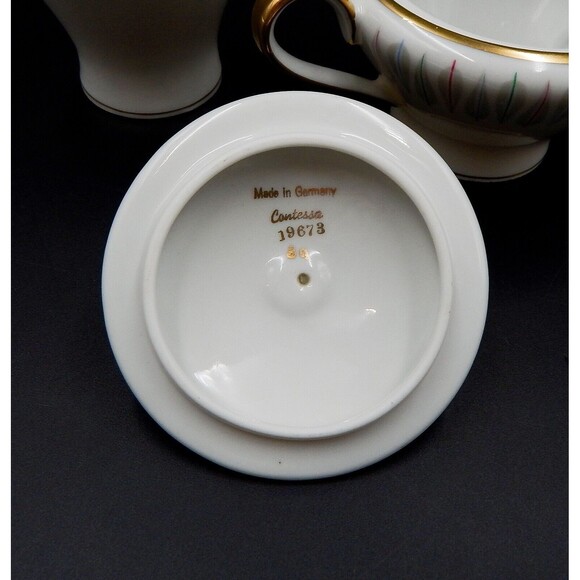 Edelstein Bavaria Contessa Sugar And Creamer Gold Trim 19673 Feather Germany - Picture 7 of 11